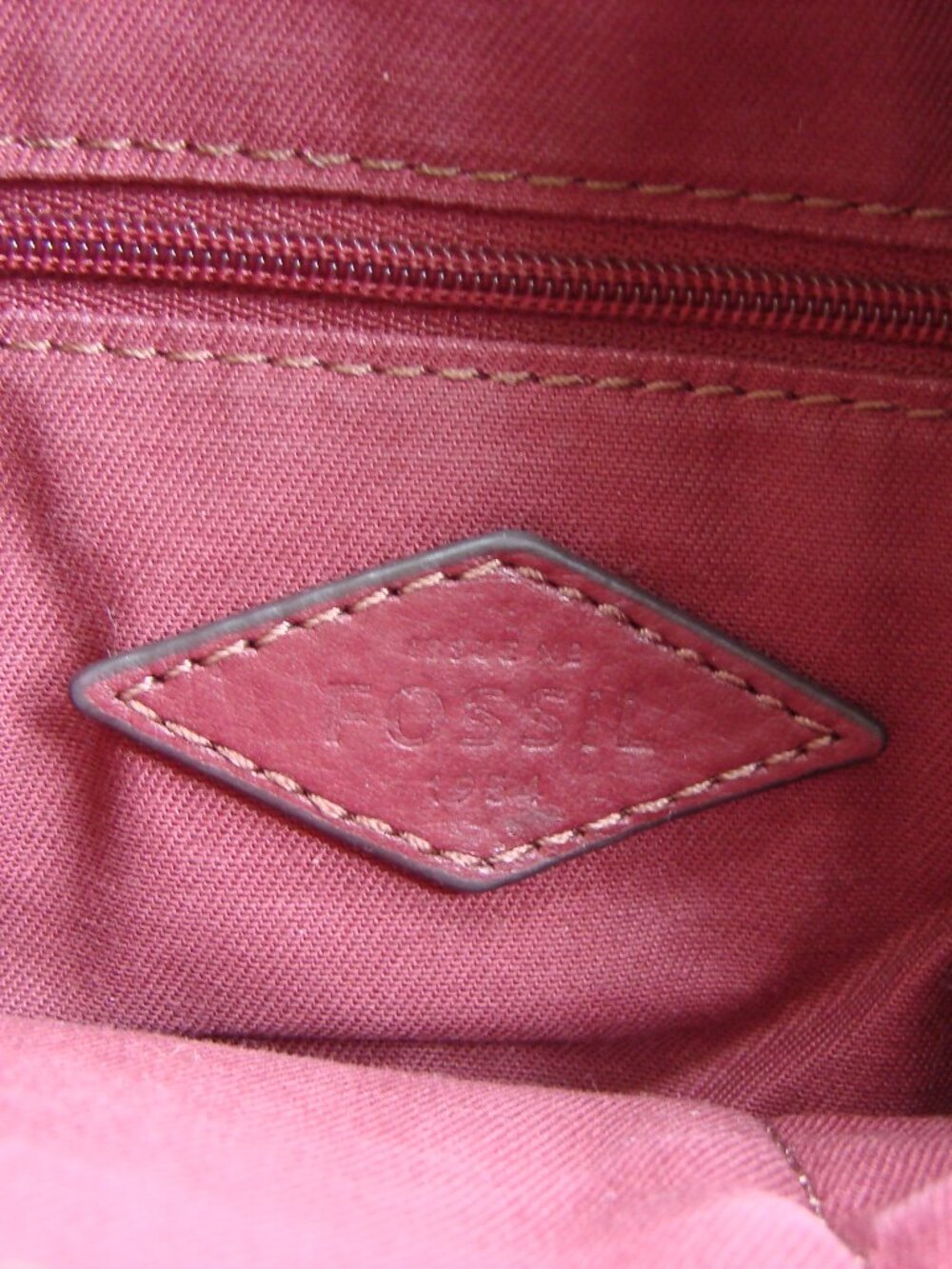 Fossil Dawson Burgundy Leather Satchel Bag Purse Crossbody Cow Hide Long Strap - Picture 14 of 16